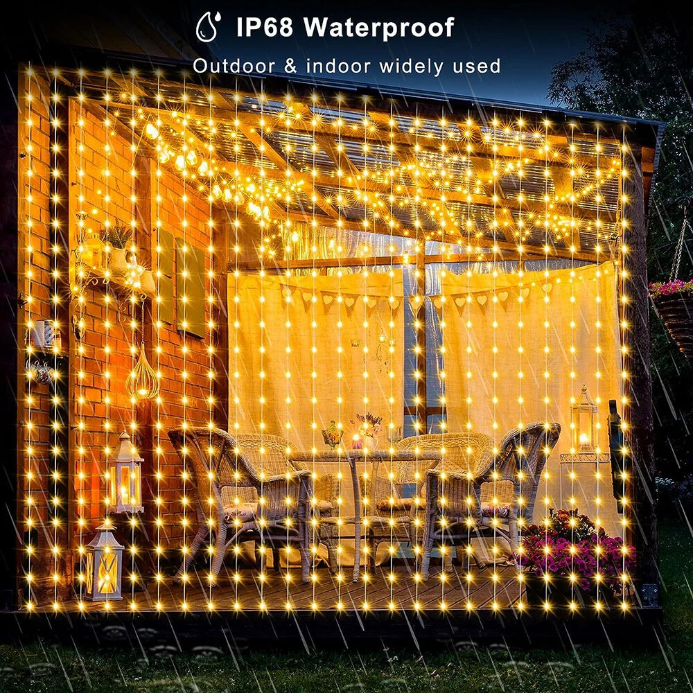 (image for) LIXINCORDA Smart RGB LED Curtain Light Strings Bluetooth APP Control Remote Control IP68 Waterproof Holidays Wedding Decorations
